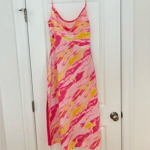 Aqua Pink and Yellow Sunset Dress
